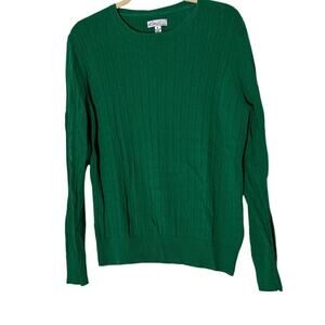 Kim Rogers Crew Neck Ribbed Green Sweater Sz XL